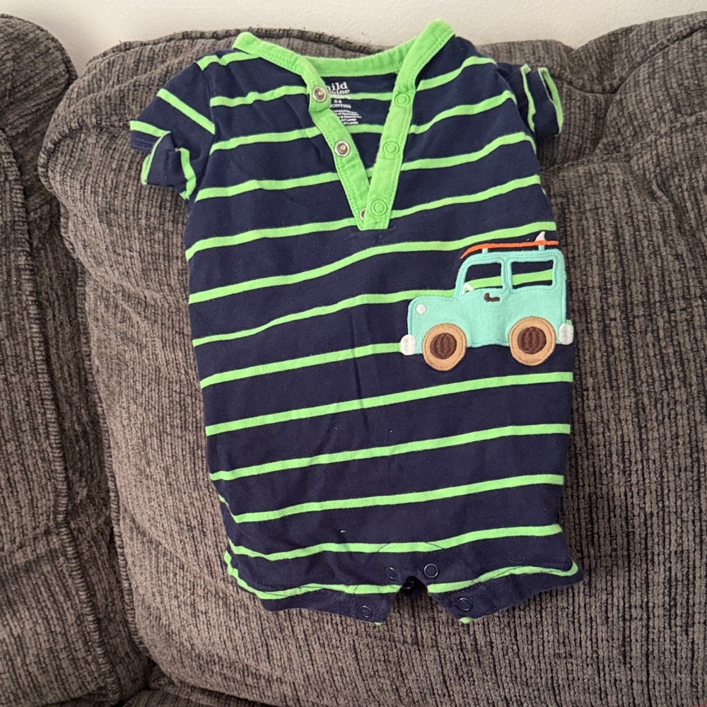 Carter's Navy and Lime Striped Bodysuit